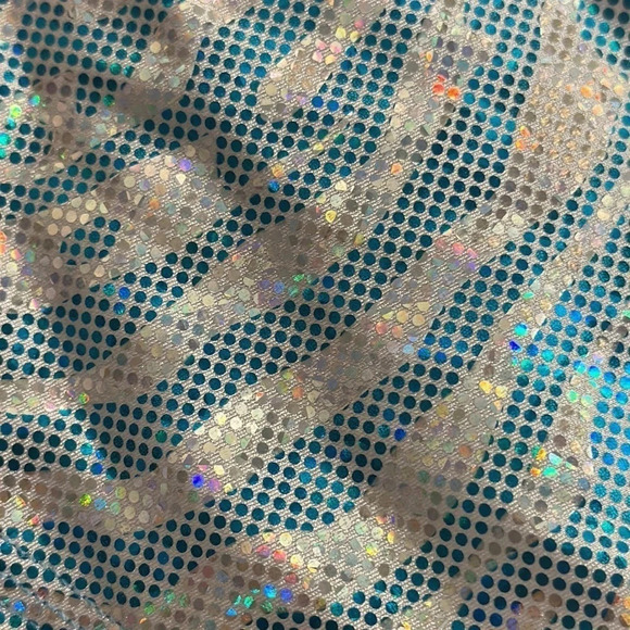 Blue Holographic Tiger Print Rave Bottom w Built-in Garters ๐๐ฏโโโโโโโ - Picture 3 of 5